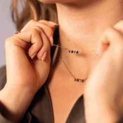 Collier Eclat fuchsia acier doré or