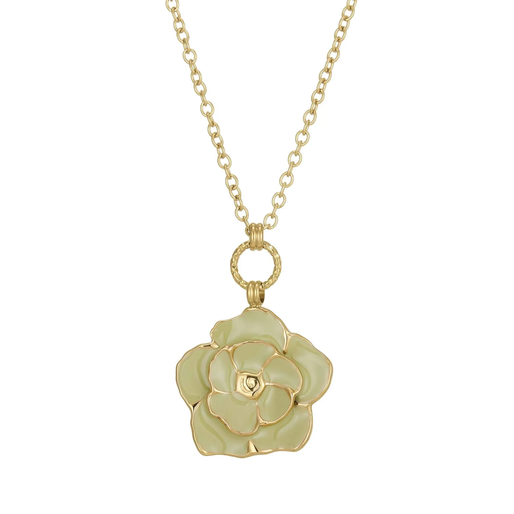 Collier Eden vert acier doré or