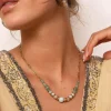 Collier Elsa acier doré or Amazonite