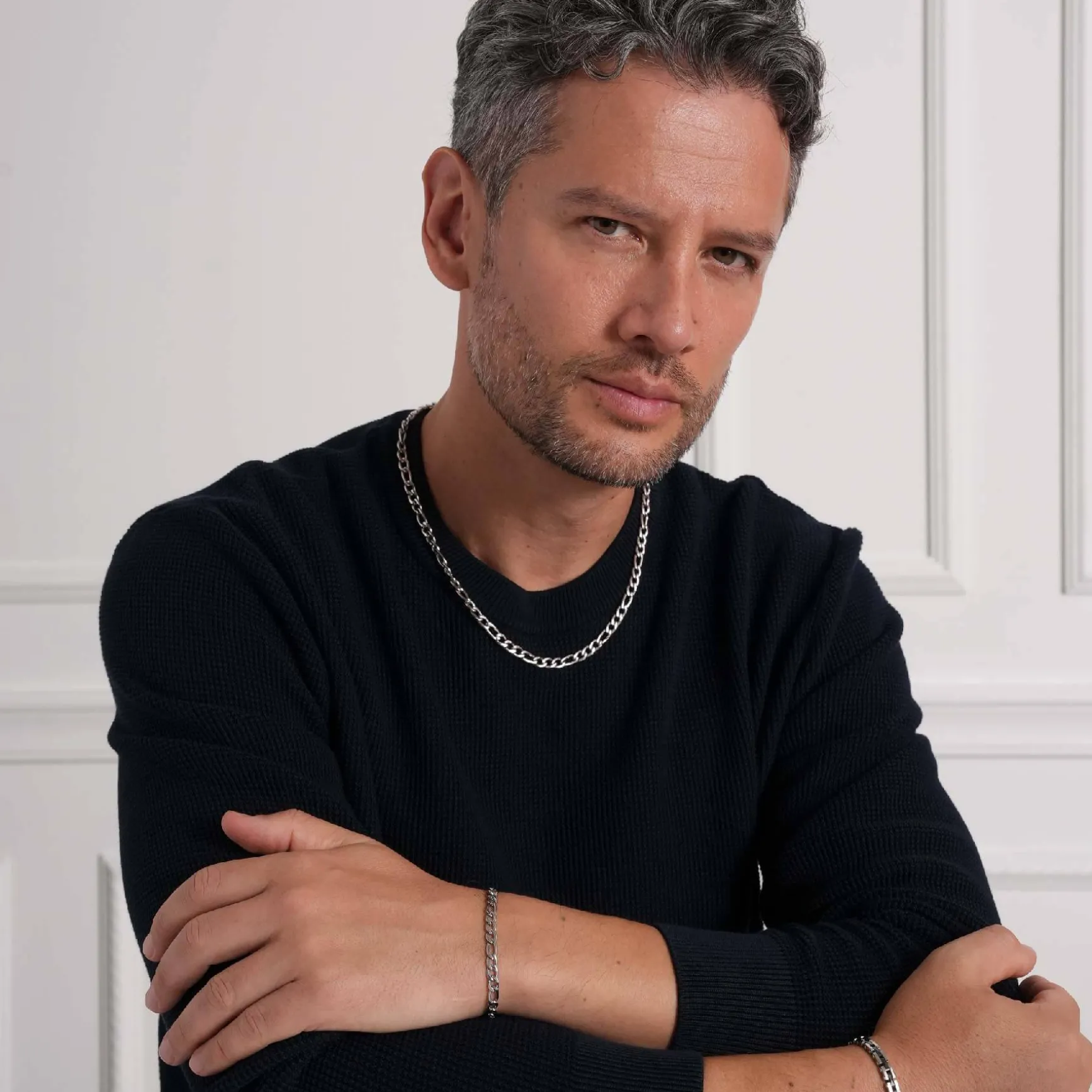 Collier Emile acier argenté