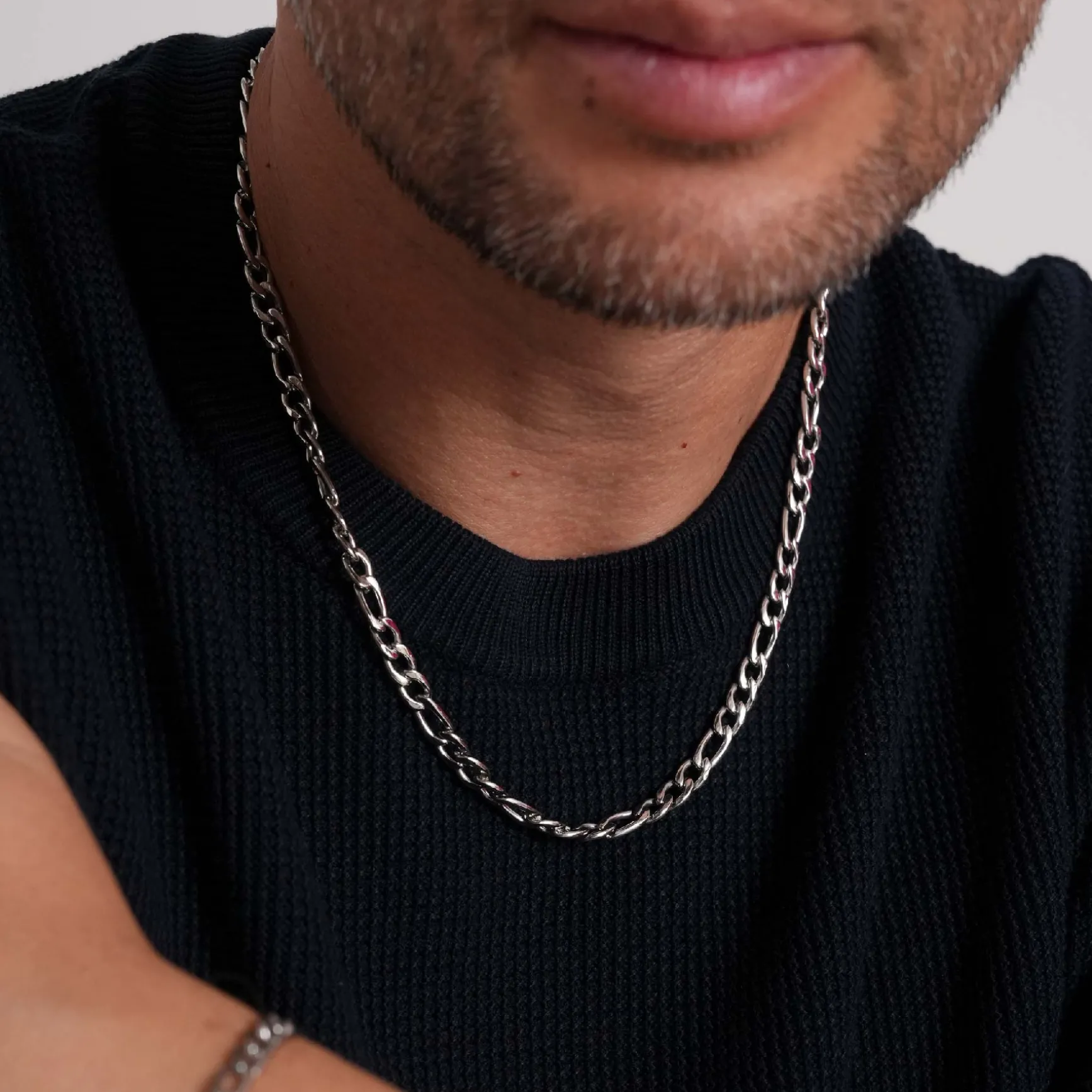 Collier Emile acier argenté