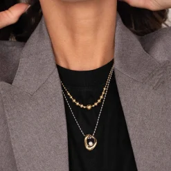 Collier Erine acier argenté et doré or