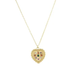 Collier Eugénie acier doré or strass