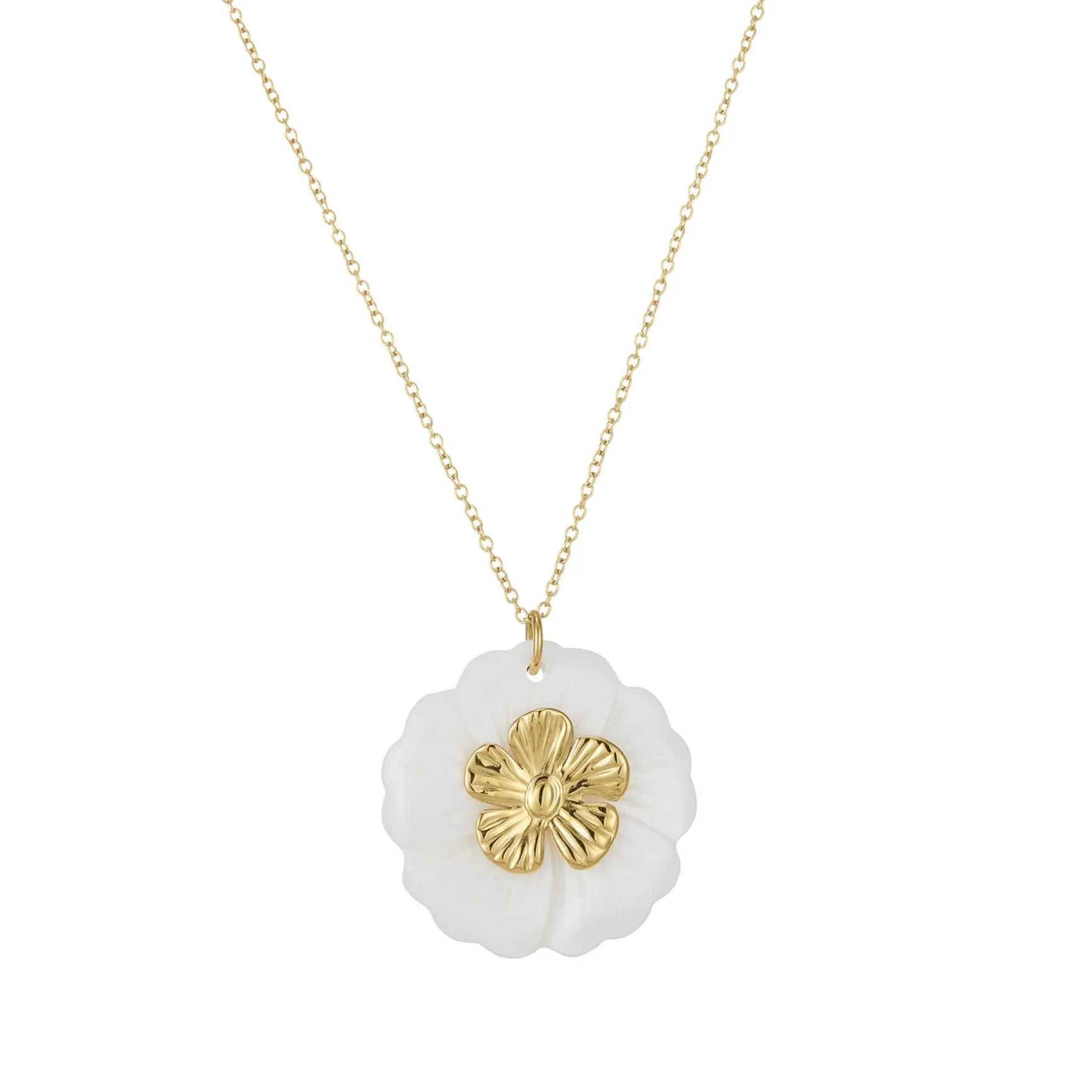 Collier Florine acier doré or et nacre