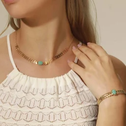 Collier Foro doré Amazonite