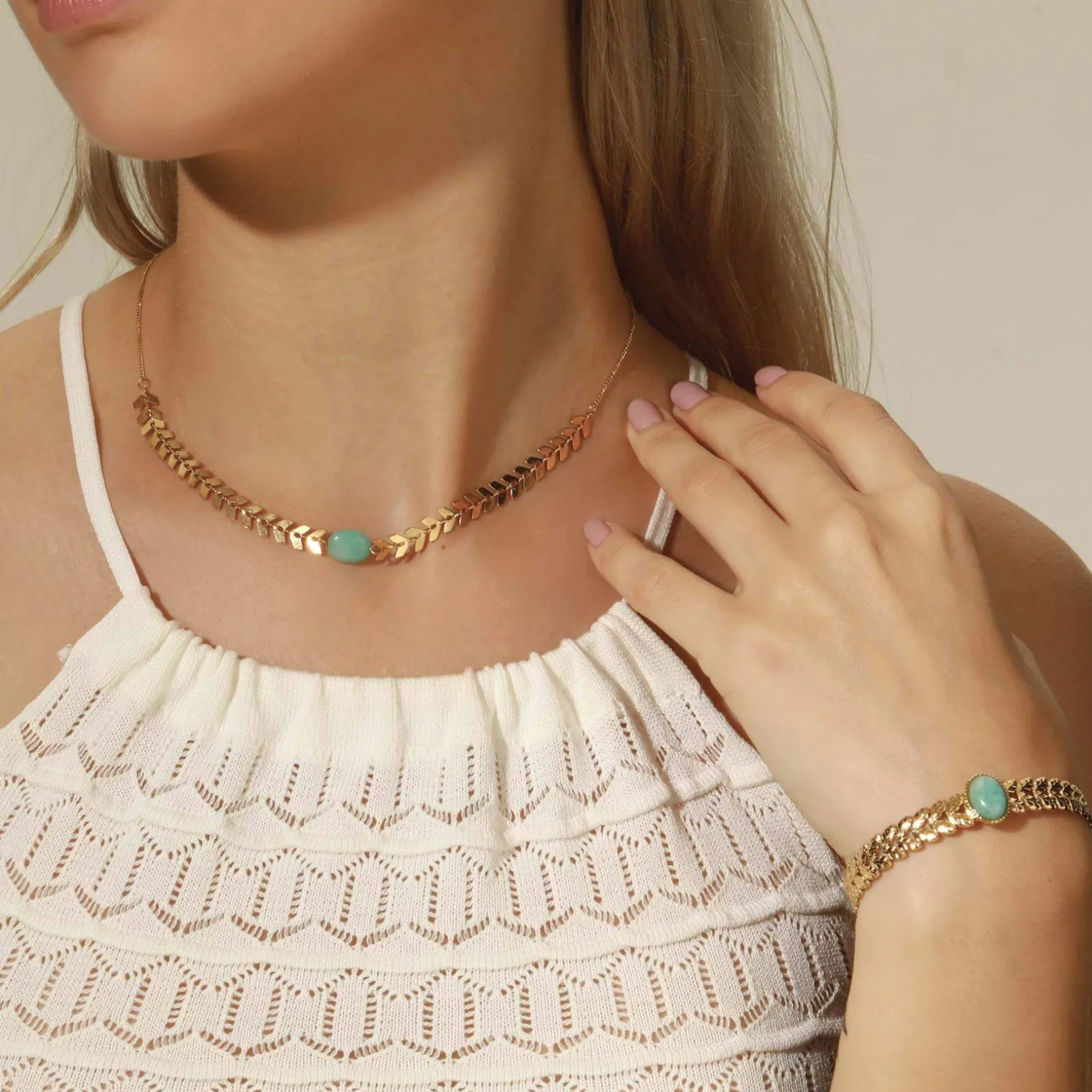 Collier Foro doré Amazonite