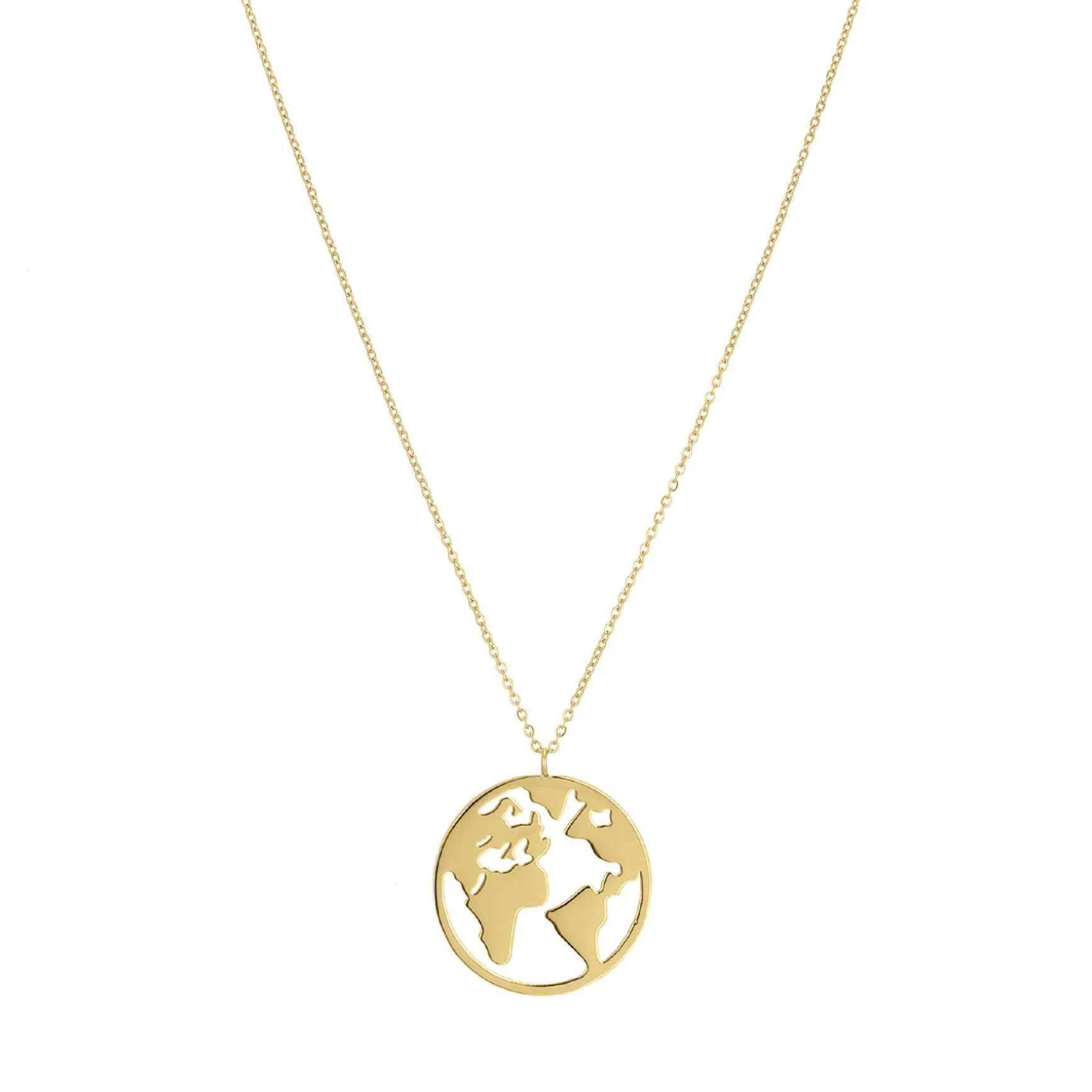 Collier Globe acier doré or