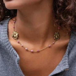 Collier Ingrid acier doré or
