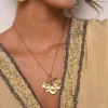 Collier Iris Rhodonite acier doré or