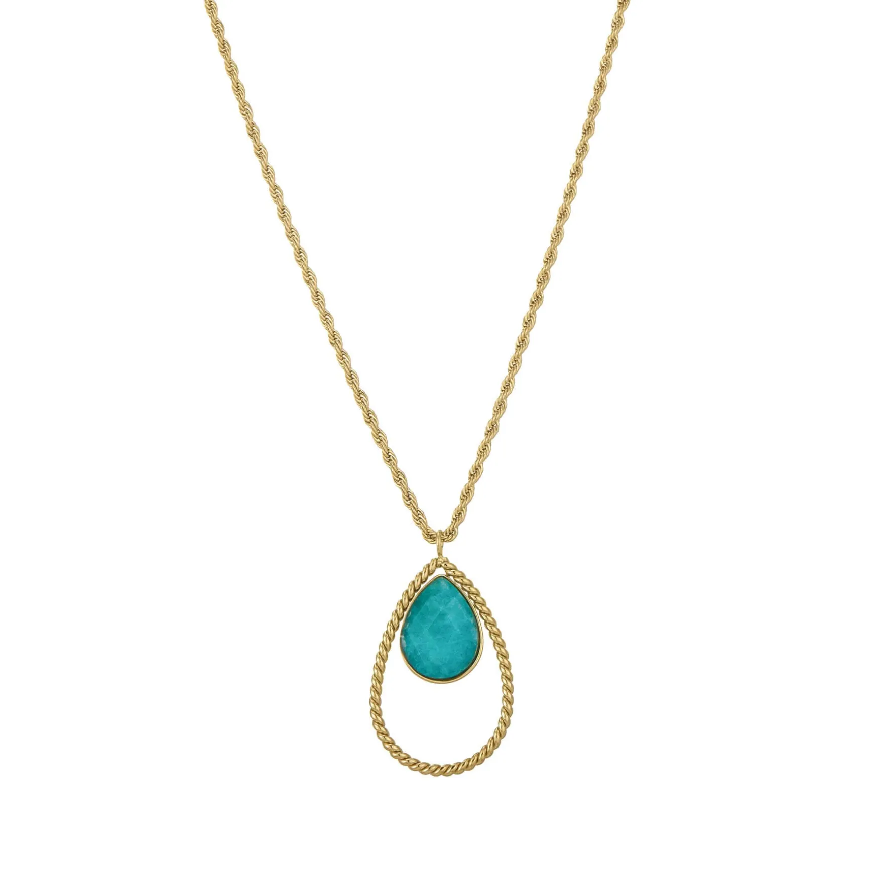 Collier Kario acier doré or vert