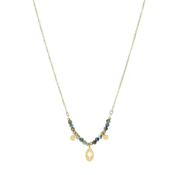 Collier Kira pierres Pin Africain acier doré or