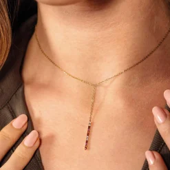 Collier Lolly acier doré or zircons colorés