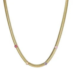 Collier Maille plate zircons colorés