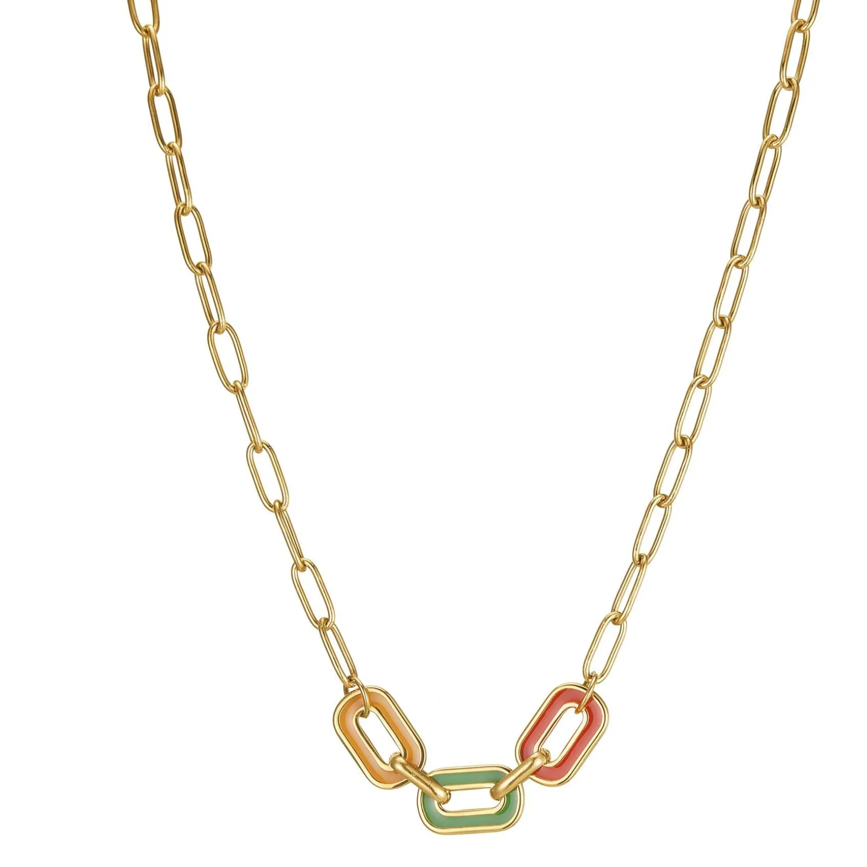 Collier Maillons multicolores acier doré or