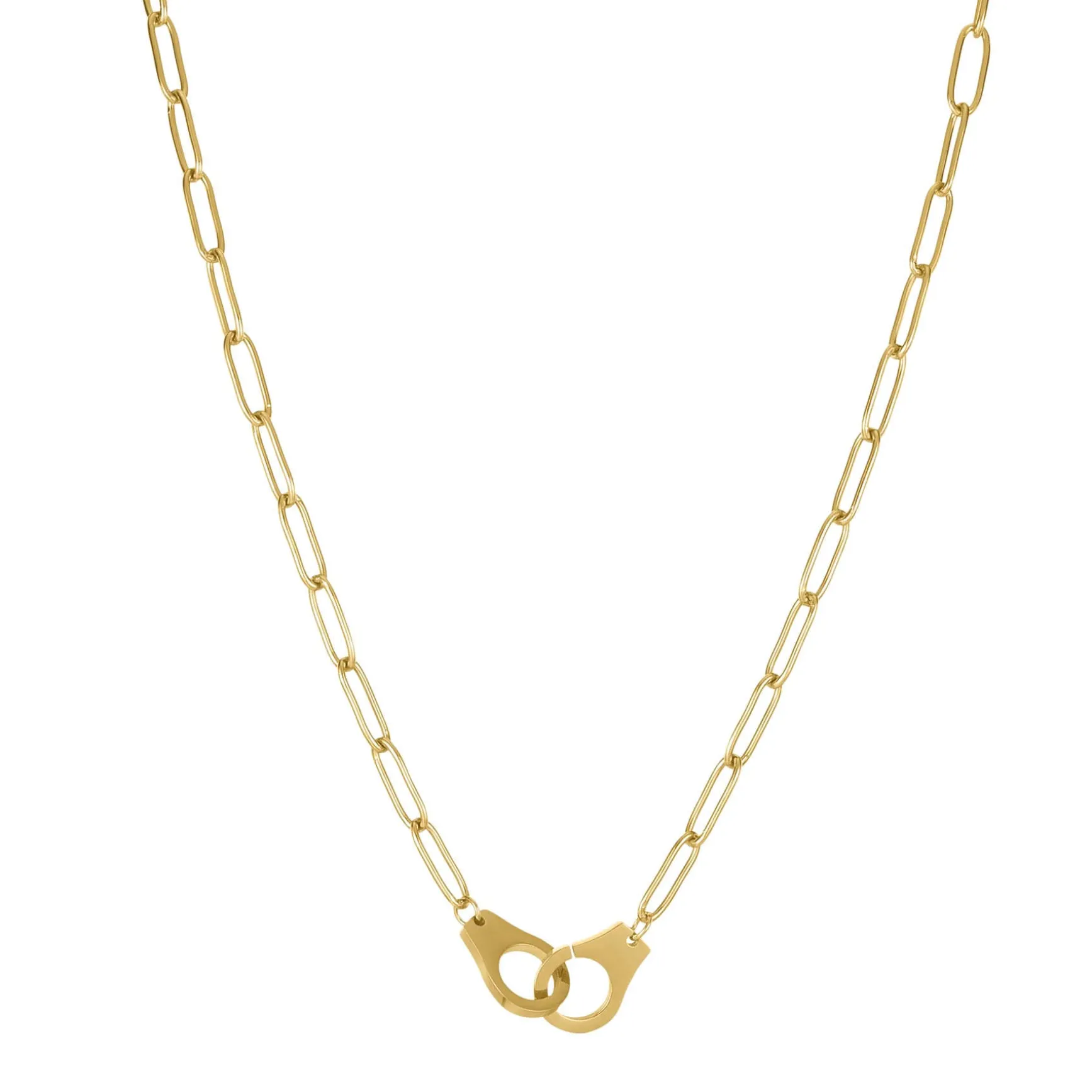 Collier Menottes acier doré or