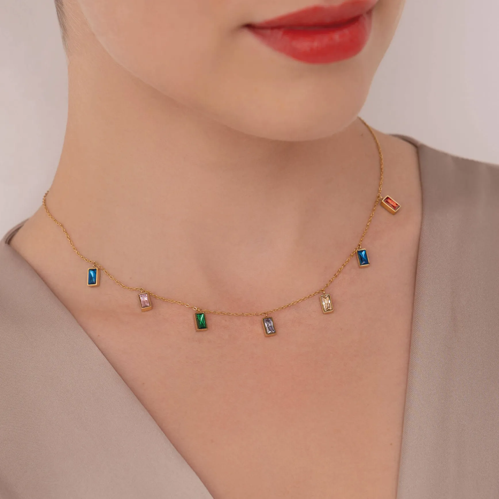Collier Mila Strass multicolores
