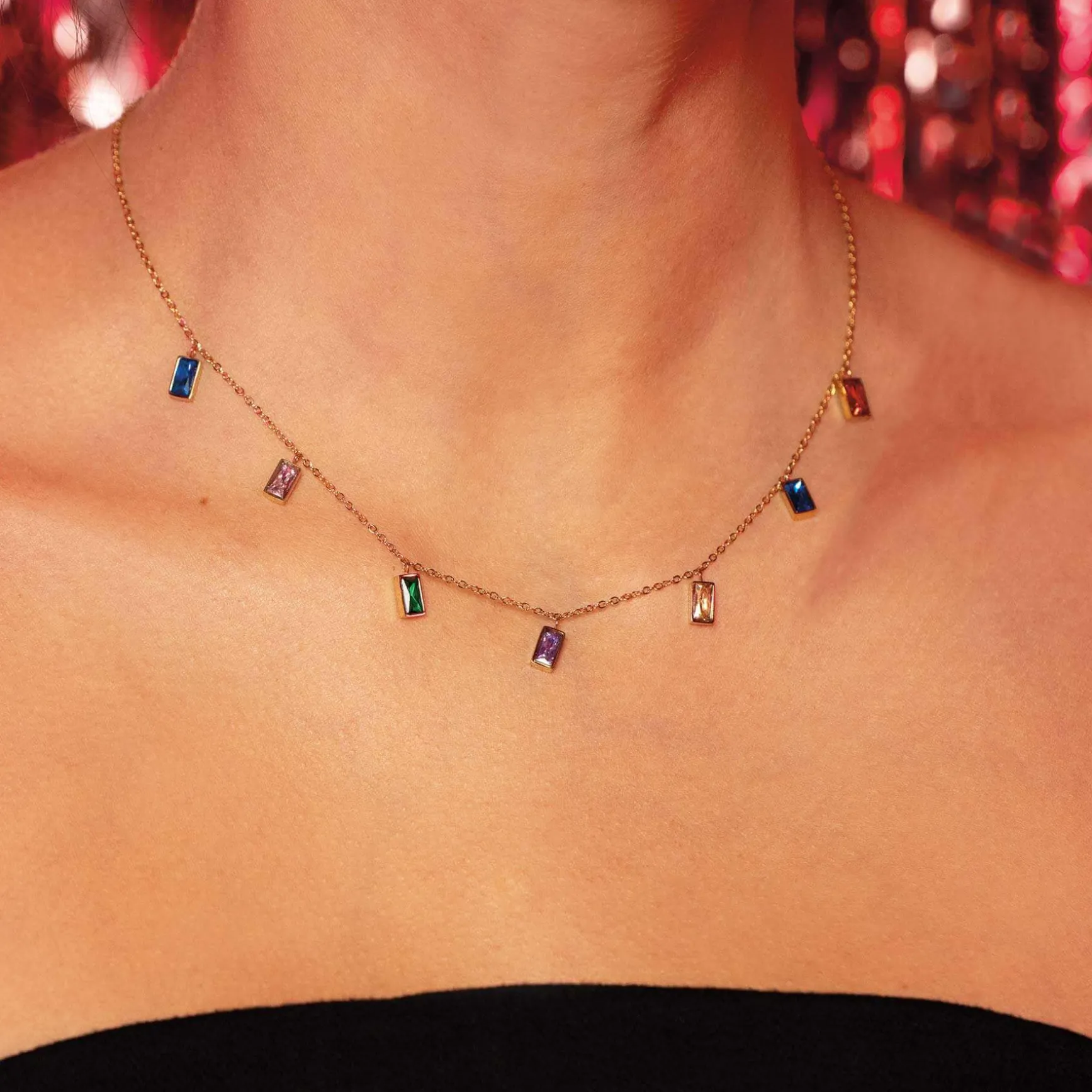 Collier Mila Strass multicolores