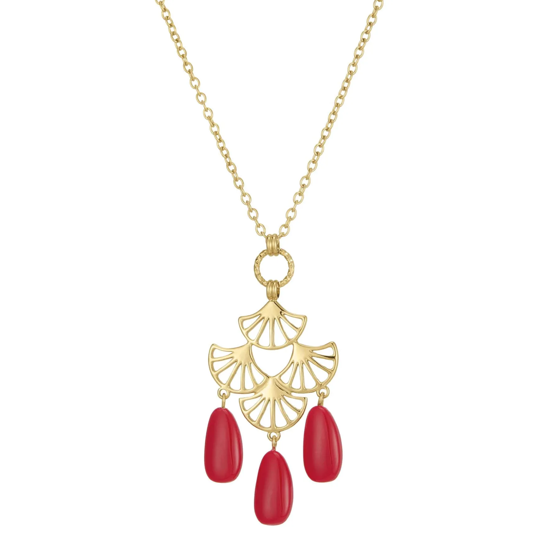 Collier Mélissa rouge acier doré or