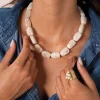 Collier Naomi blanc acier doré or