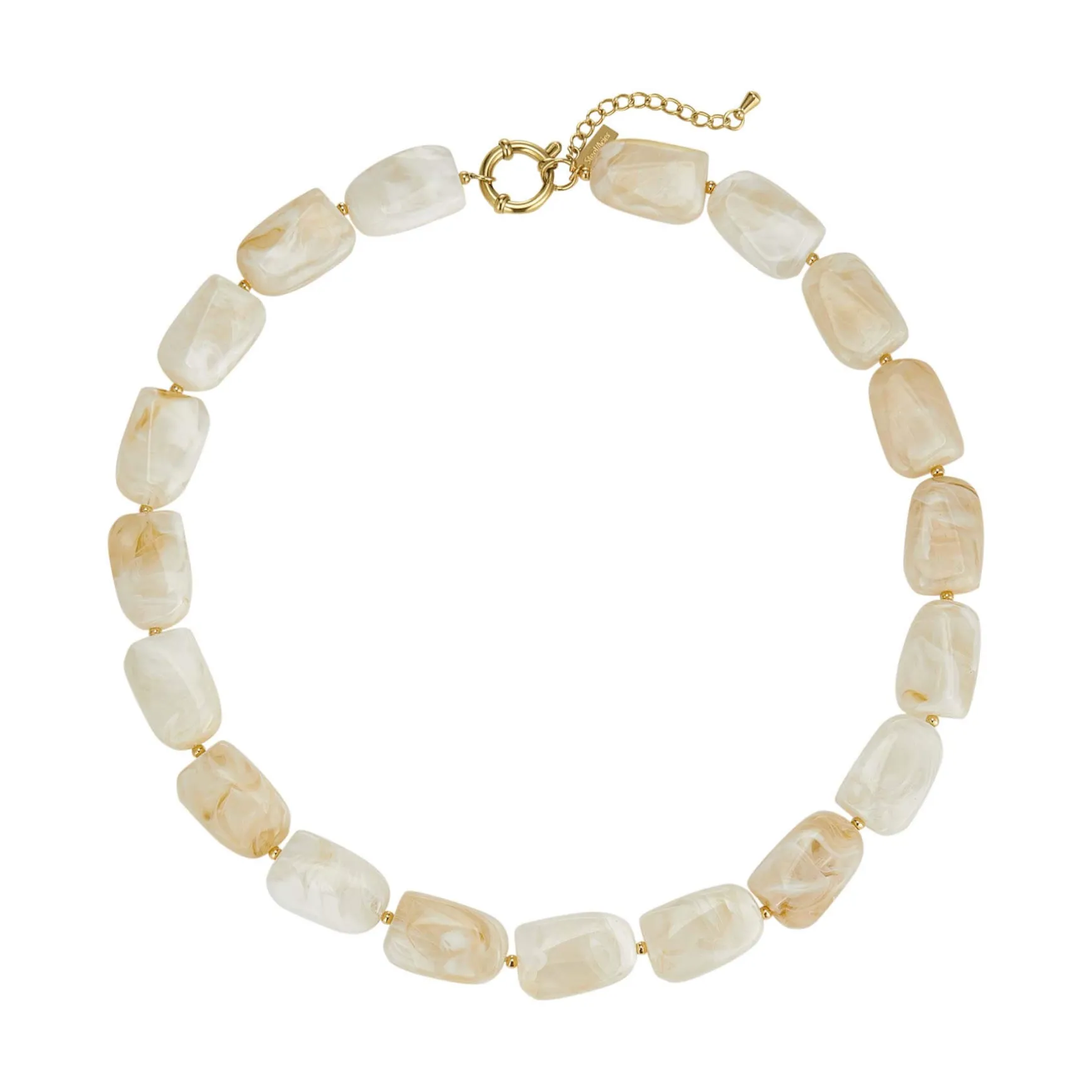 Collier Naomi blanc acier doré or