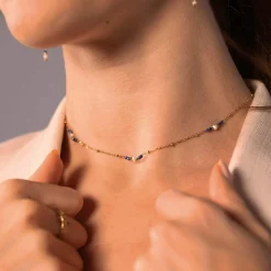 Collier Nata pierres et nacre acier doré or