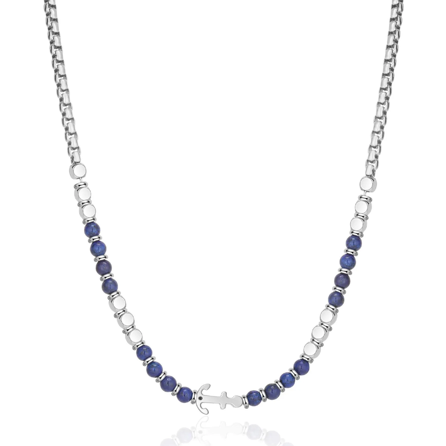 Collier Navy acier argenté