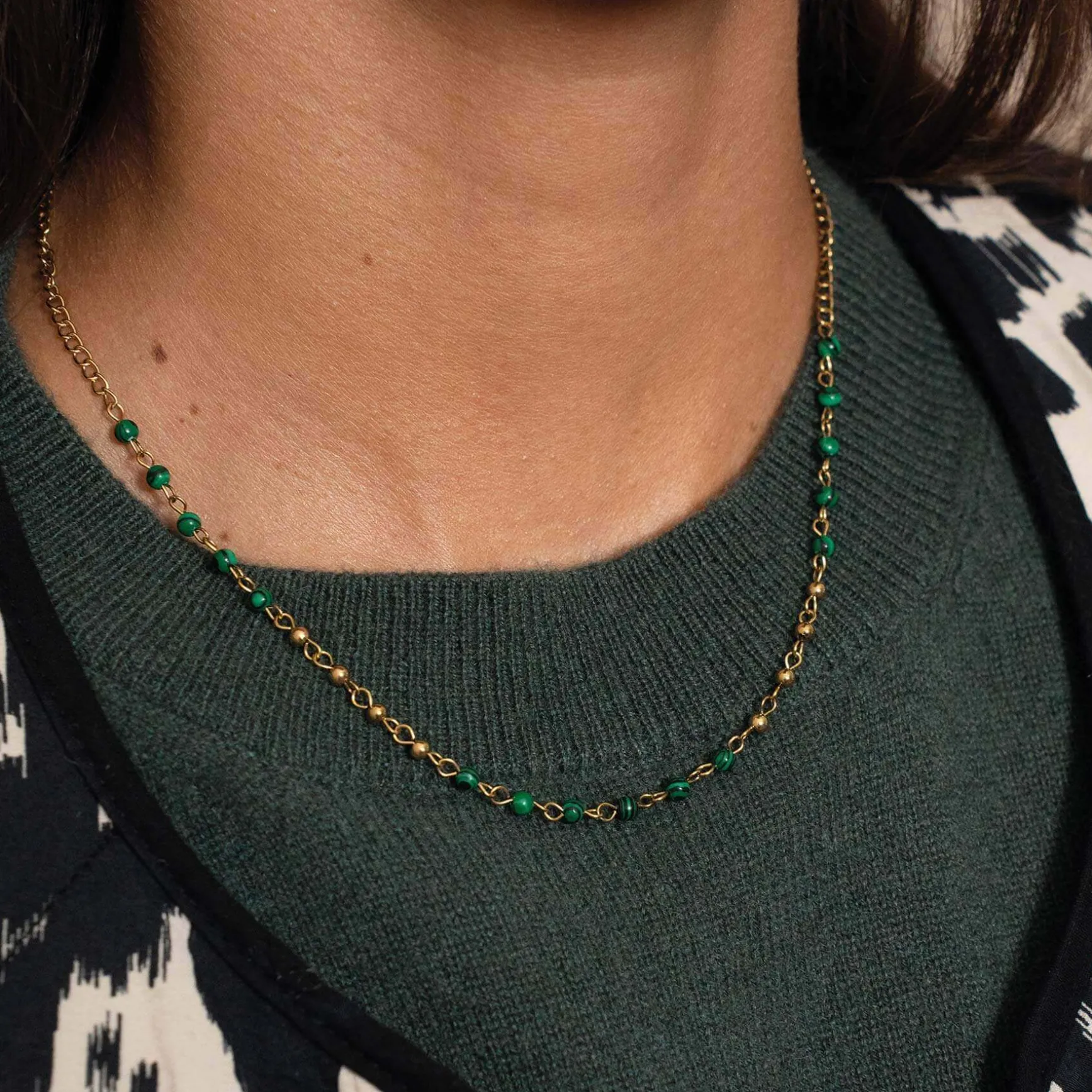 Collier Olga pierres acier doré or