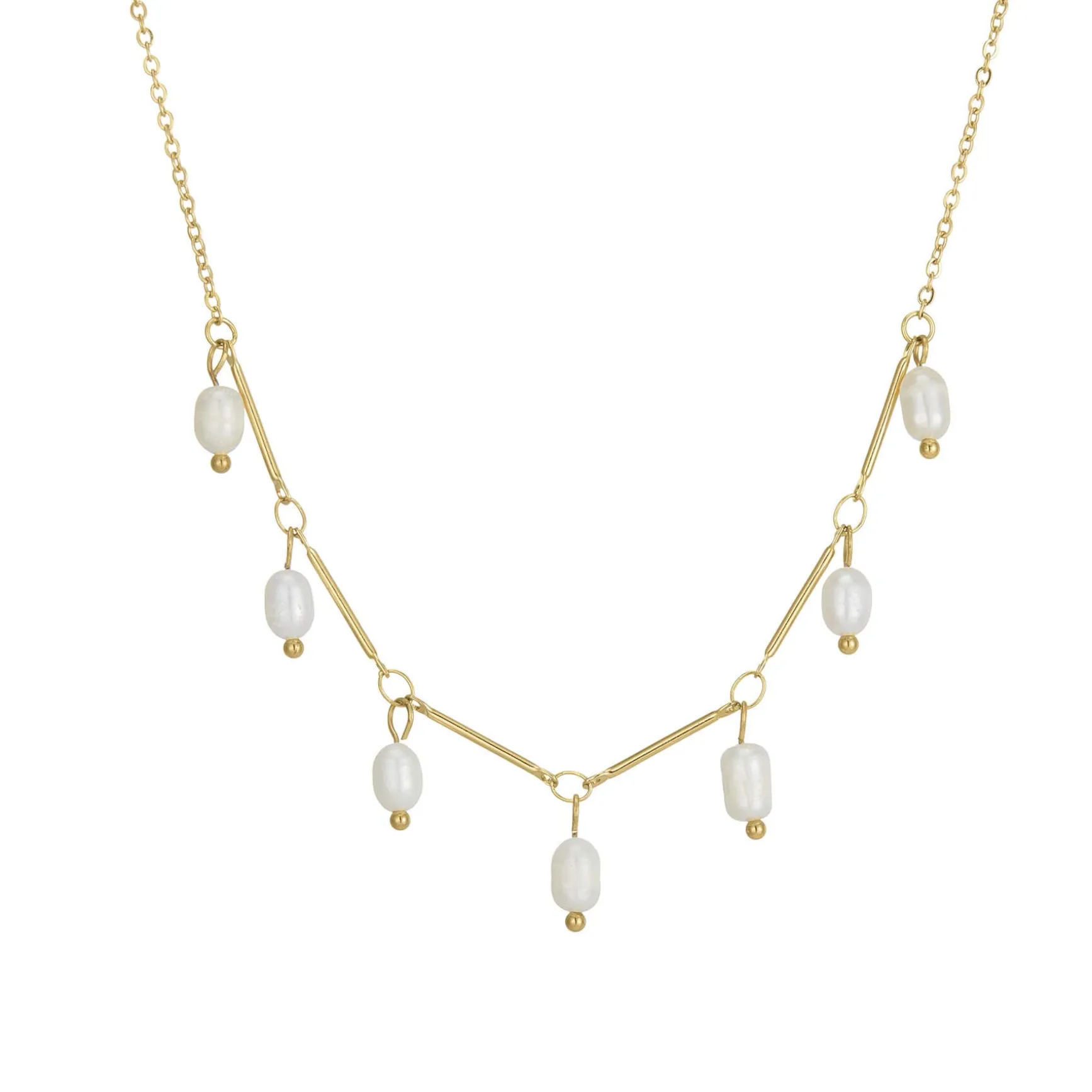 Collier Olivia acier doré or et nacre