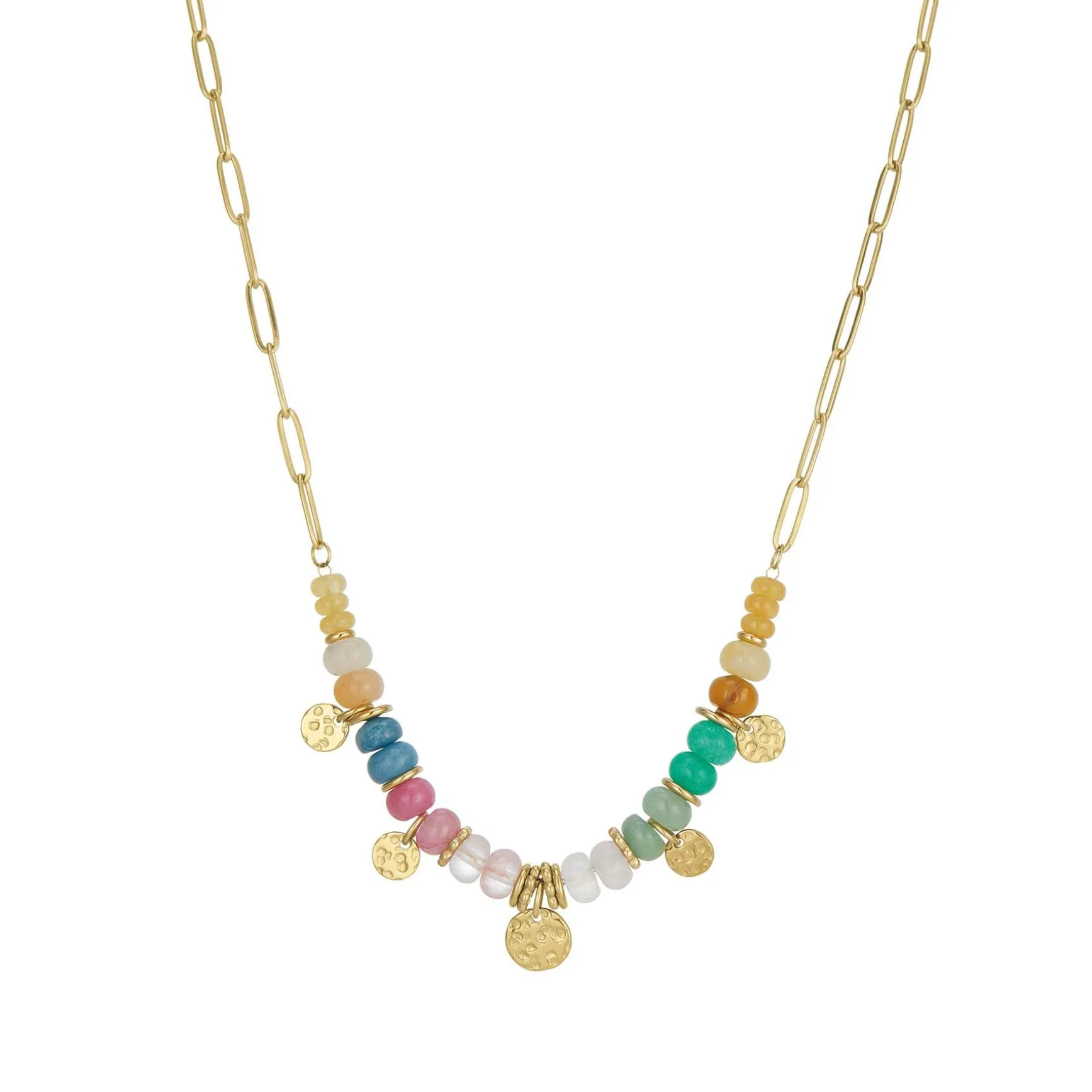 Collier Olympe acier doré or multicolores