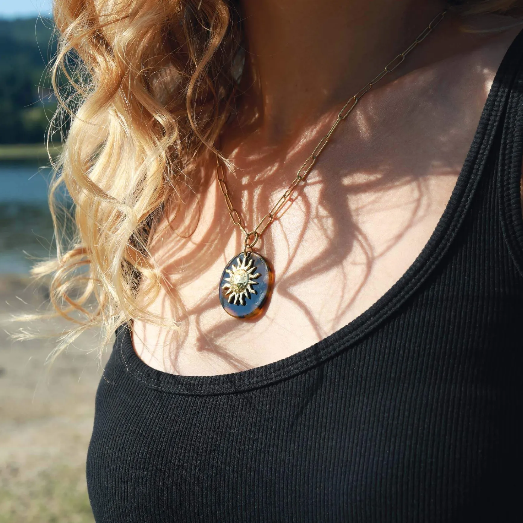Collier Oria acier doré or