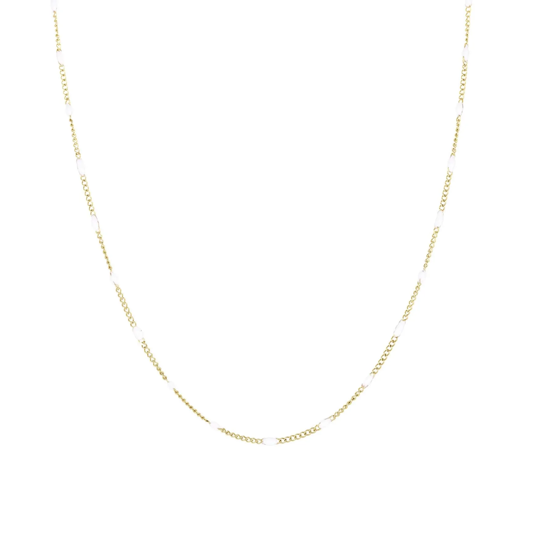 Collier Rosaire blanc acier doré or