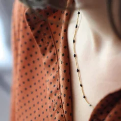 Collier Rosaire noir acier doré or