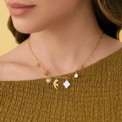 Collier Samoa acier doré or