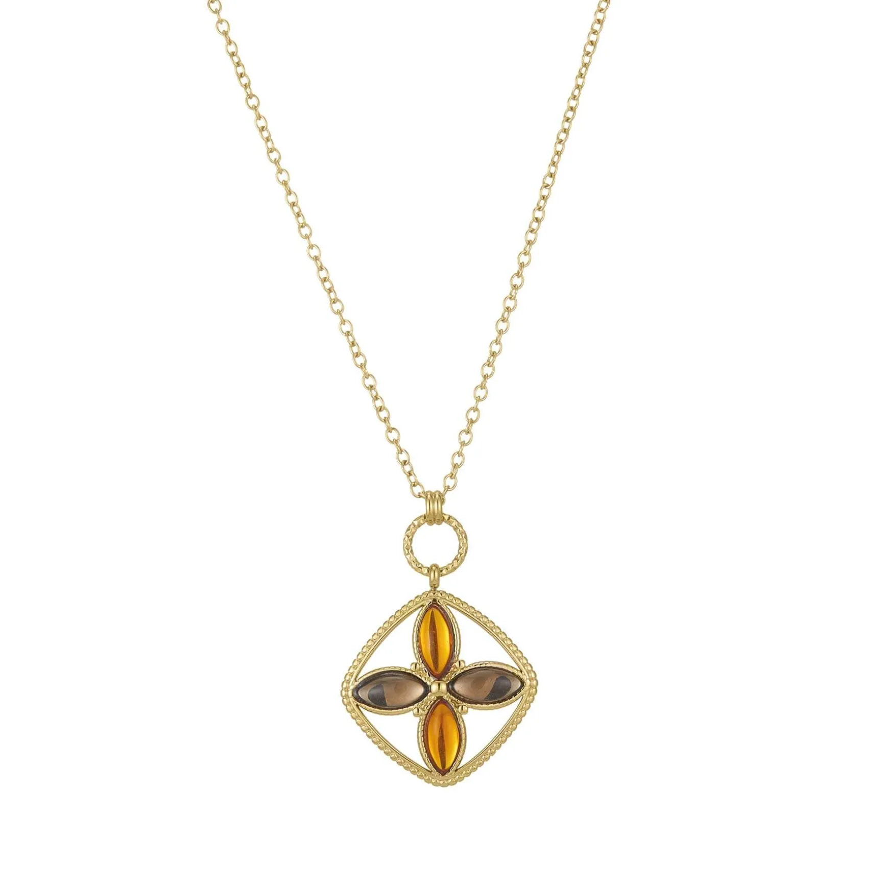 Collier Seville acier doré or ambre