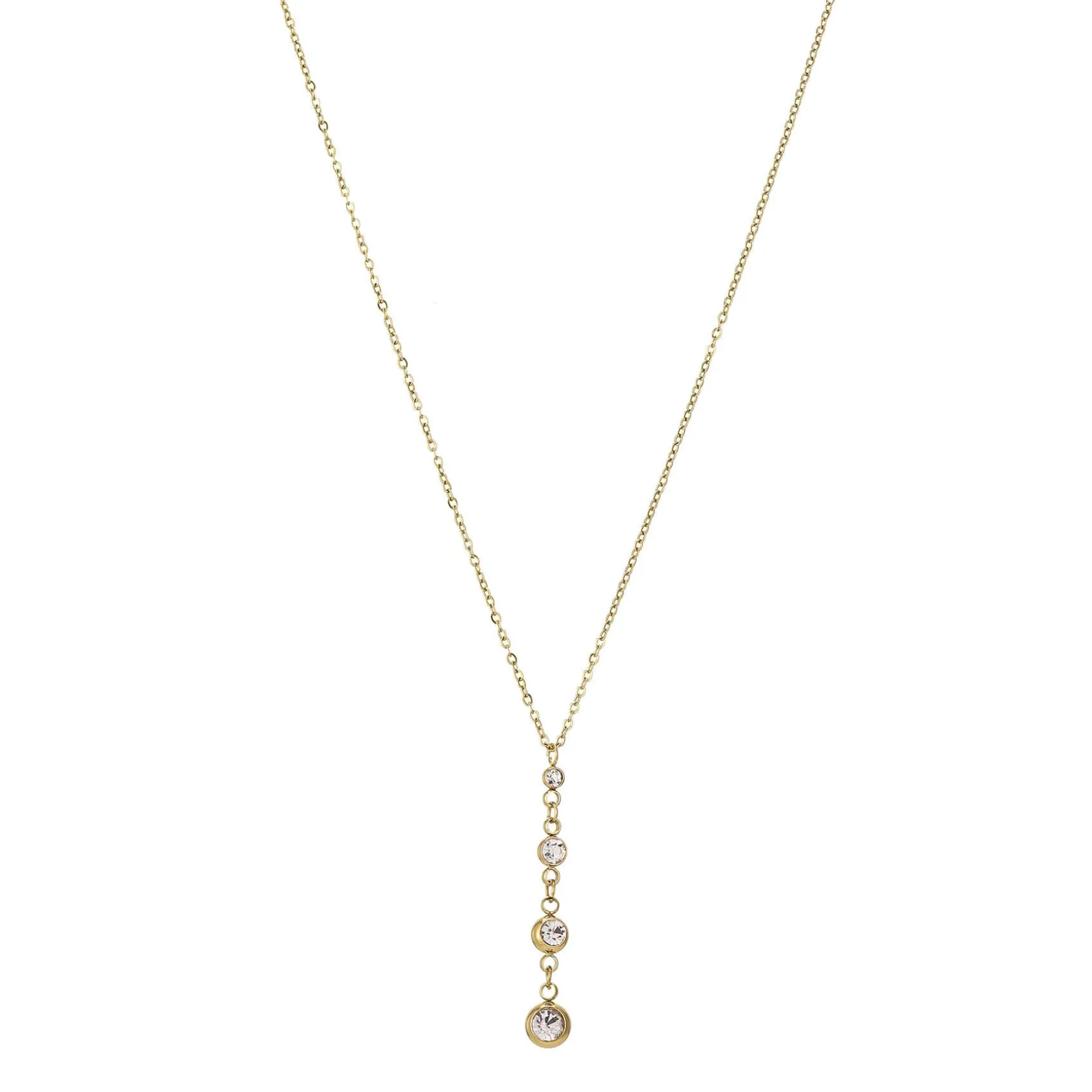 Collier Storia zircons acier doré or