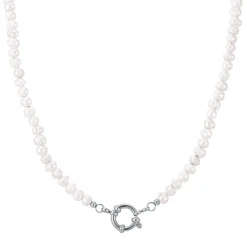 Collier Tahoré Perles nacre acier argenté