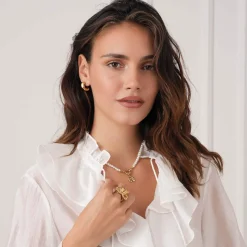 Collier Tahoré Perles nacre acier doré or