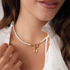 Collier Tahoré Perles nacre acier doré or