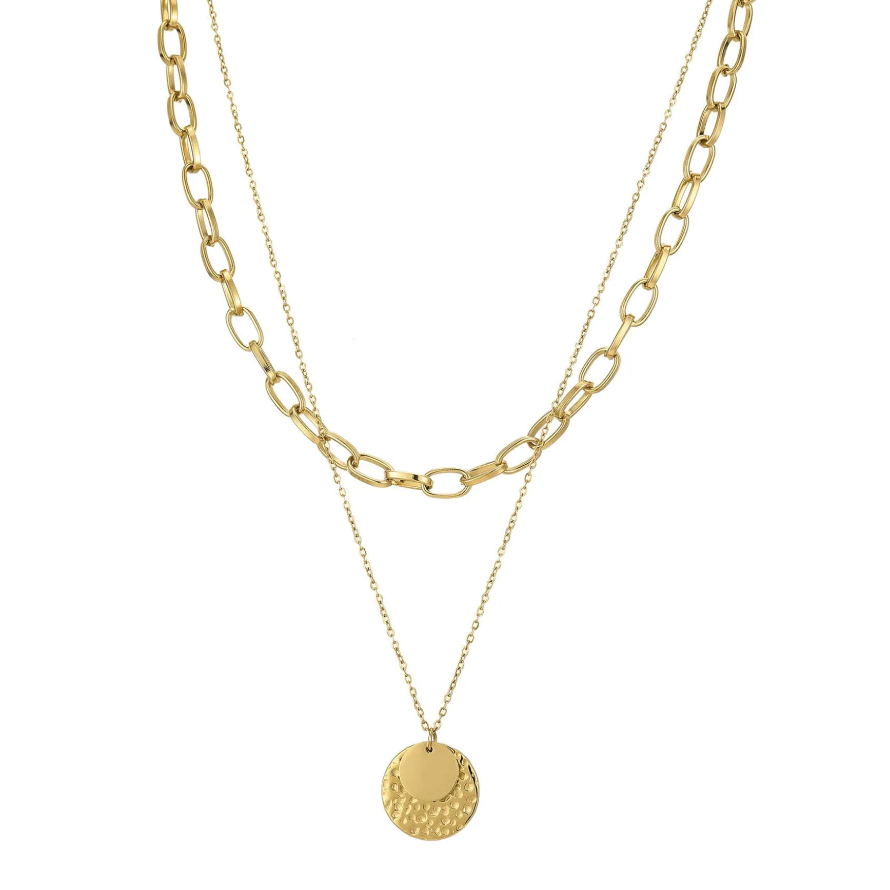 Collier Tania double rangs acier doré or