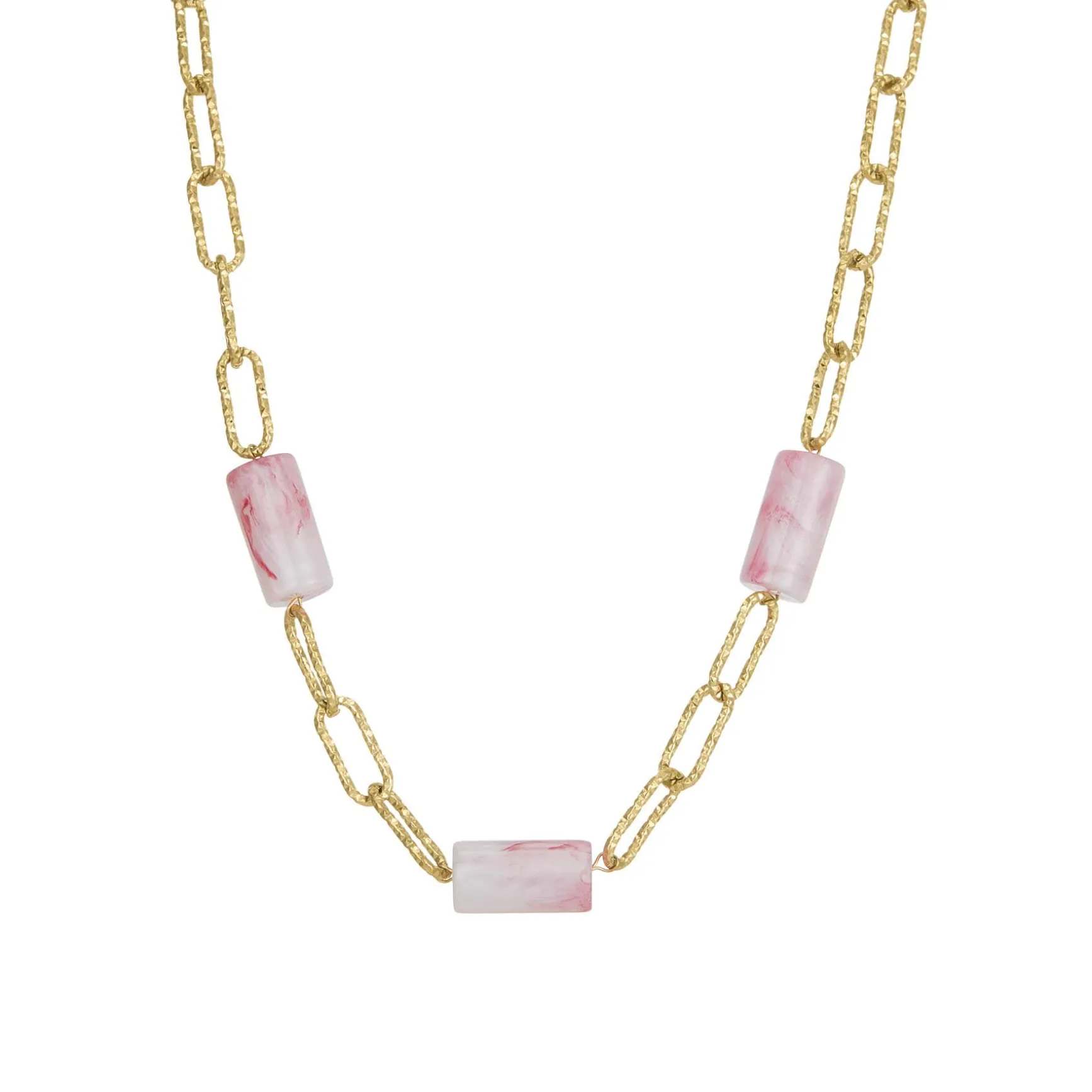 Collier Topia rose acier doré or
