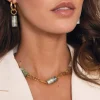 Collier Topia vert acier doré or
