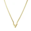 Collier V Maille plate acier doré or