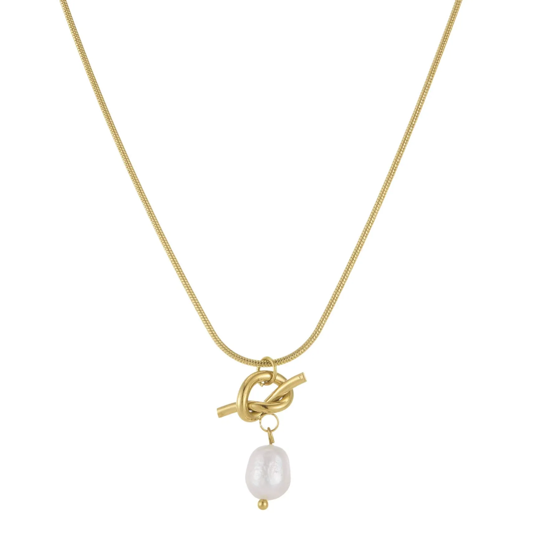 Collier Valéria acier doré or et nacre