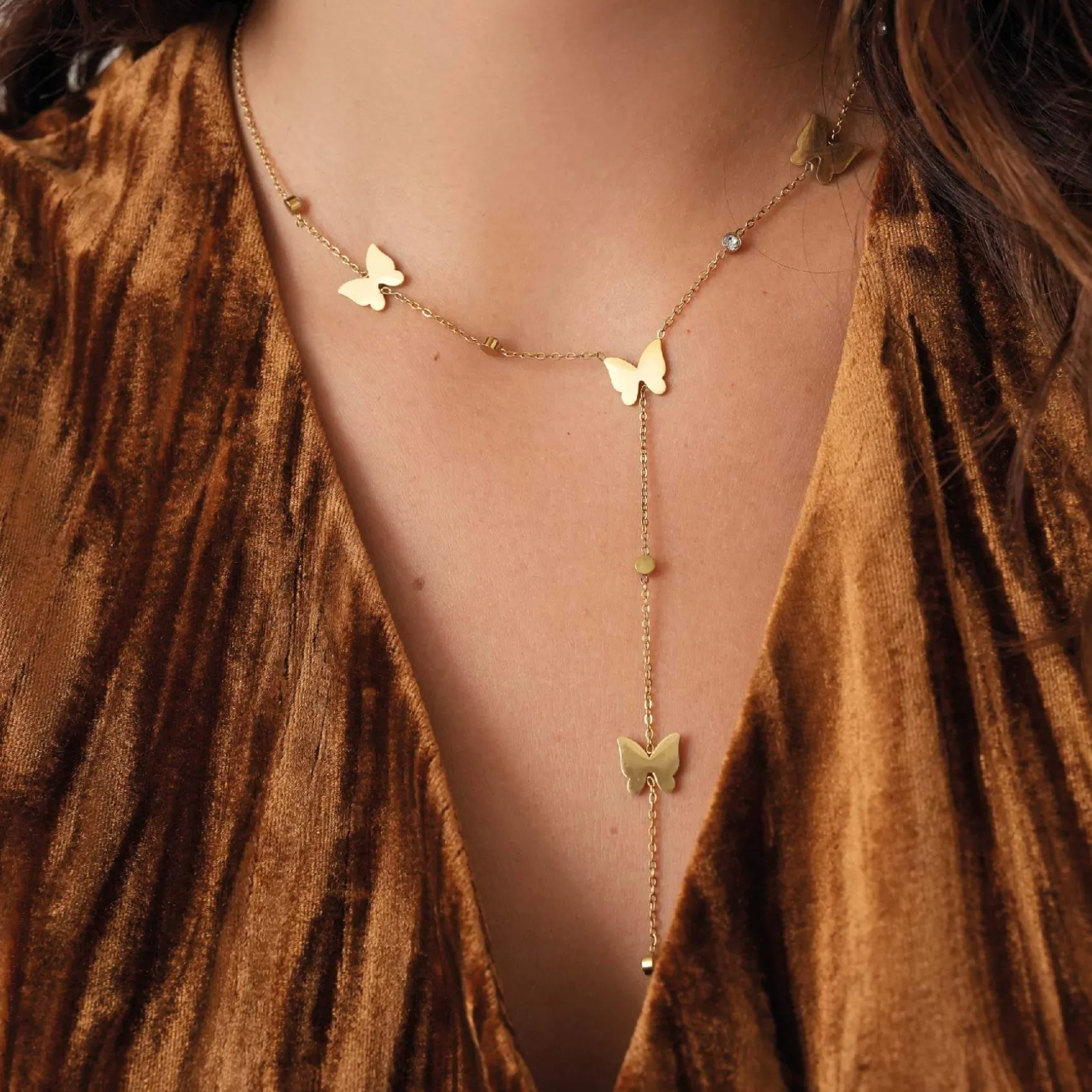 Collier Y Saphira papillon