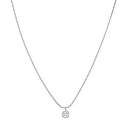 Collier zircon blanc acier