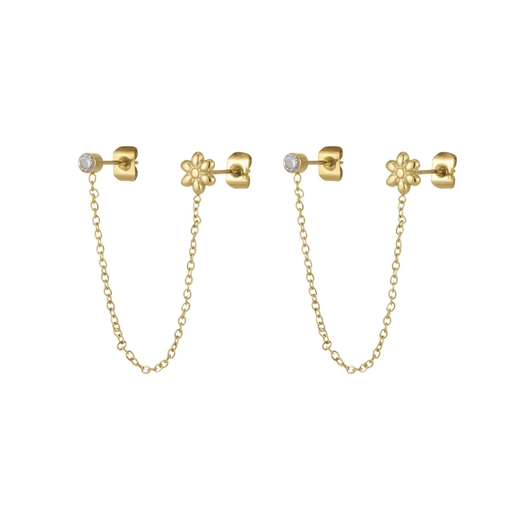 Double boucles Flore acier doré or