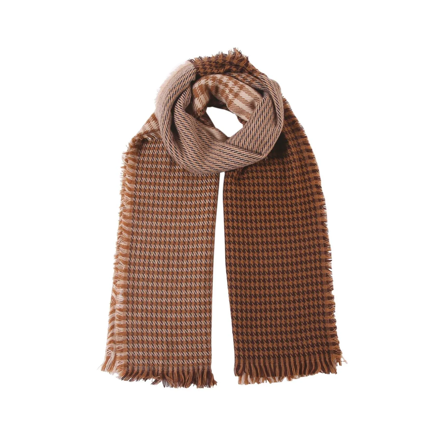 Echarpe pied de poule marron