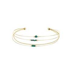 Jonc Isa Pierres Malachite acier doré or
