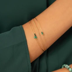 Jonc Isa Pierres Malachite acier doré or