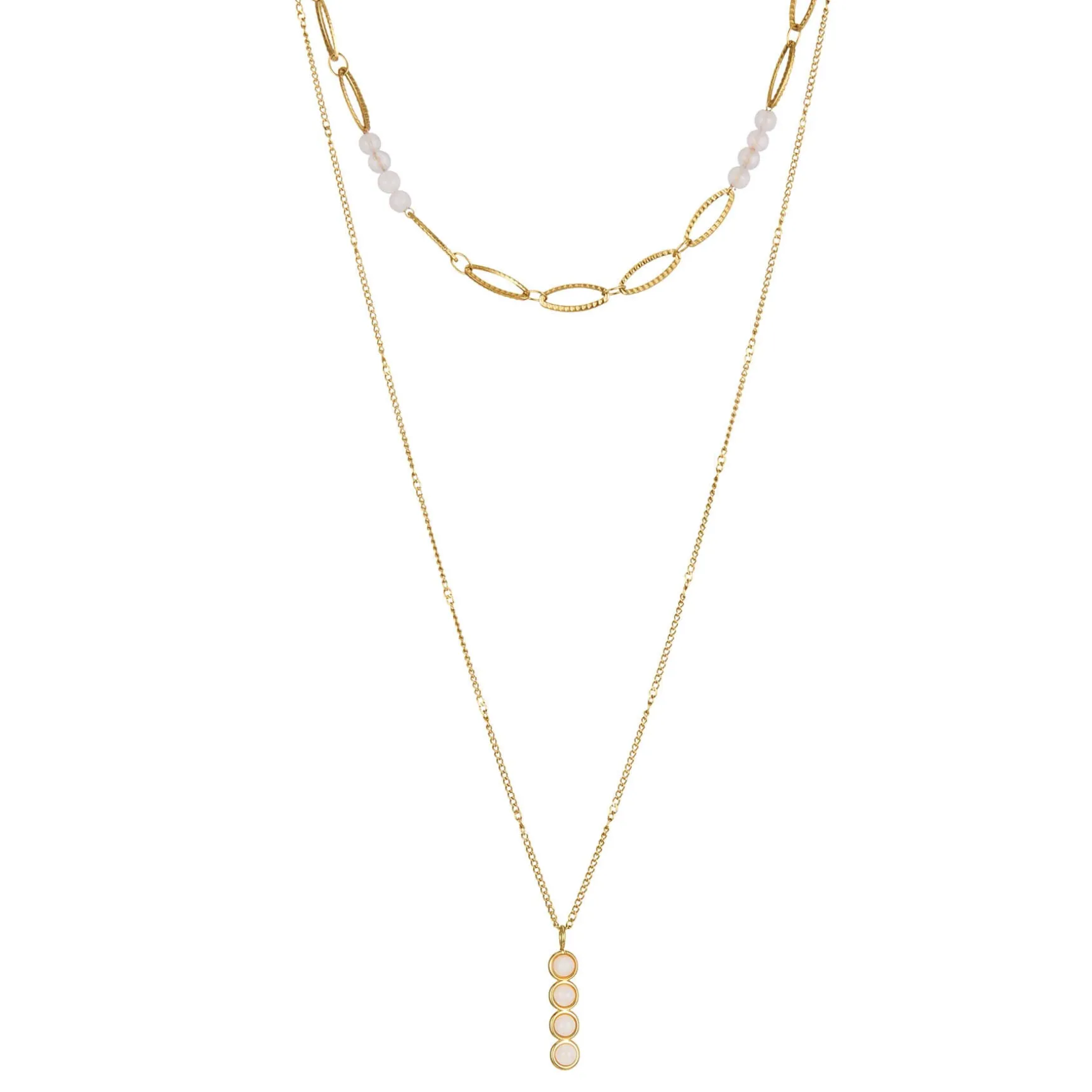 Multi rangs Jade blanc doré or